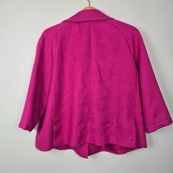 Talbots Women's 20WP Linen Blend Blazer Jacket Pink 3/4 Sleeve Button Front - Picture 6 of 10